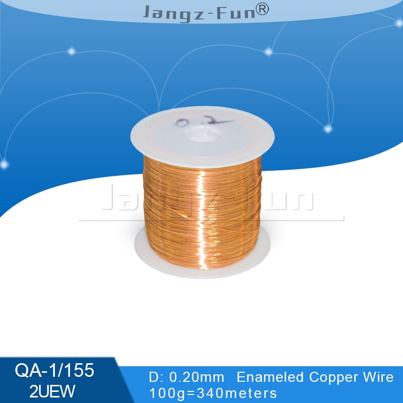 100g polyuretanemaljerad koppartråd lackerad diameter 0.1mm to 0.4mm qa -1/155 2 uew för transformatortrådbygel: 0.20mm 340 meter