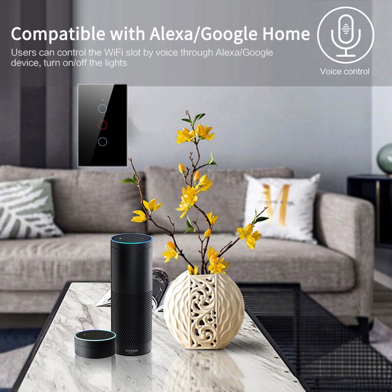 1/2/3 -fach tuya wlan-smart-touch-schalter für hausbeleuchtung, wandtaster, 120*72mm stück, kompatibel mit alexa und google home assistant, us-standard