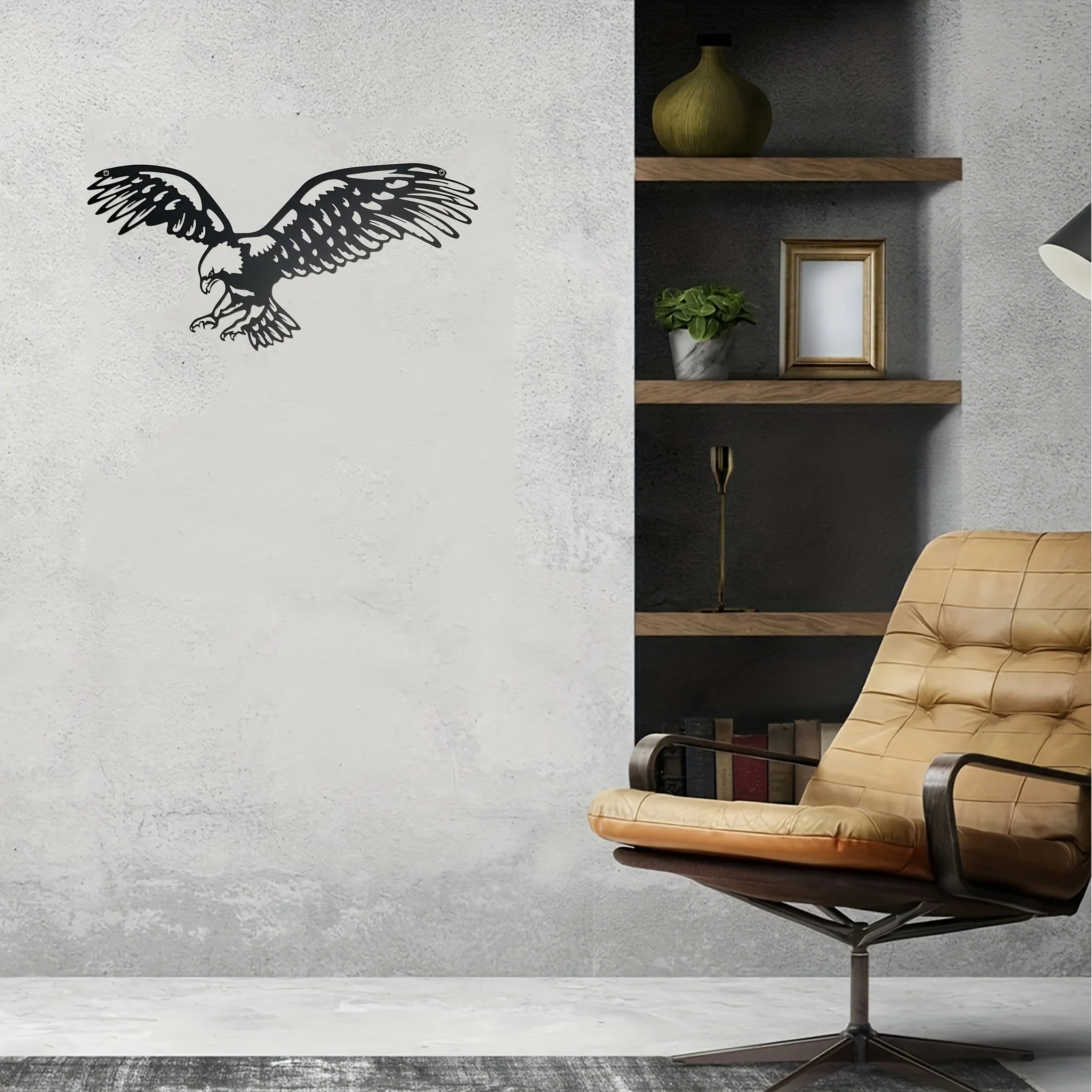 Kaljupäämerikotka-metalliseinätaide ulkokäyttöön, mustaa metallia lintuaiheinen pihakoristeet, askarteluun, ikkunakoristeet, kodinsisustus, taide