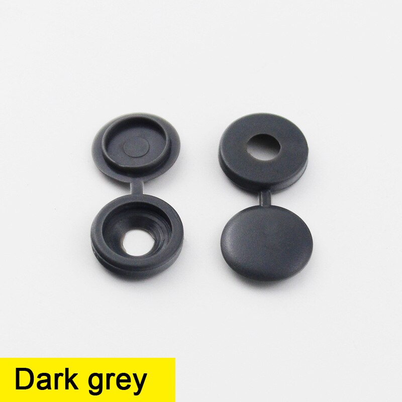 100Pcs Hinged Plastic Screw Cap Cover Fold Snap Protective Cap Button For Car Furniture Decorative Nuts Cover Bolts Hardware: Dark grey100pcs