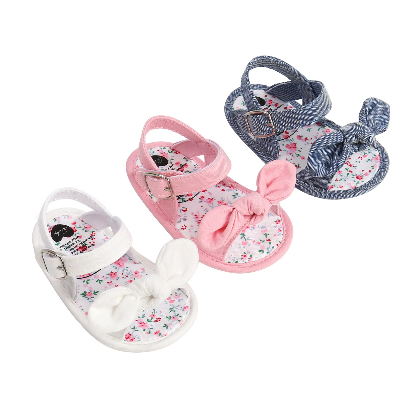 Sommer Infant Anti-slip Flache Schuhe Einfarbig Bownot Weiche Sohle Sandalen für Baby Mädchen