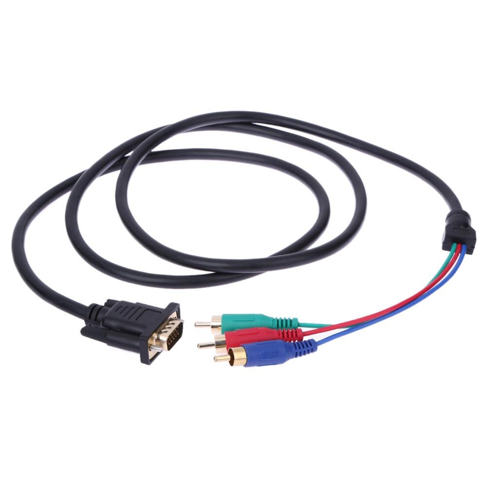 1.5M 5Ft Vga Naar Tv 3 Rca Component Av Premium Versie Audio Kabel Adapter Kabel Koper Voor Pc Laptop tv Rgb Display Systeem