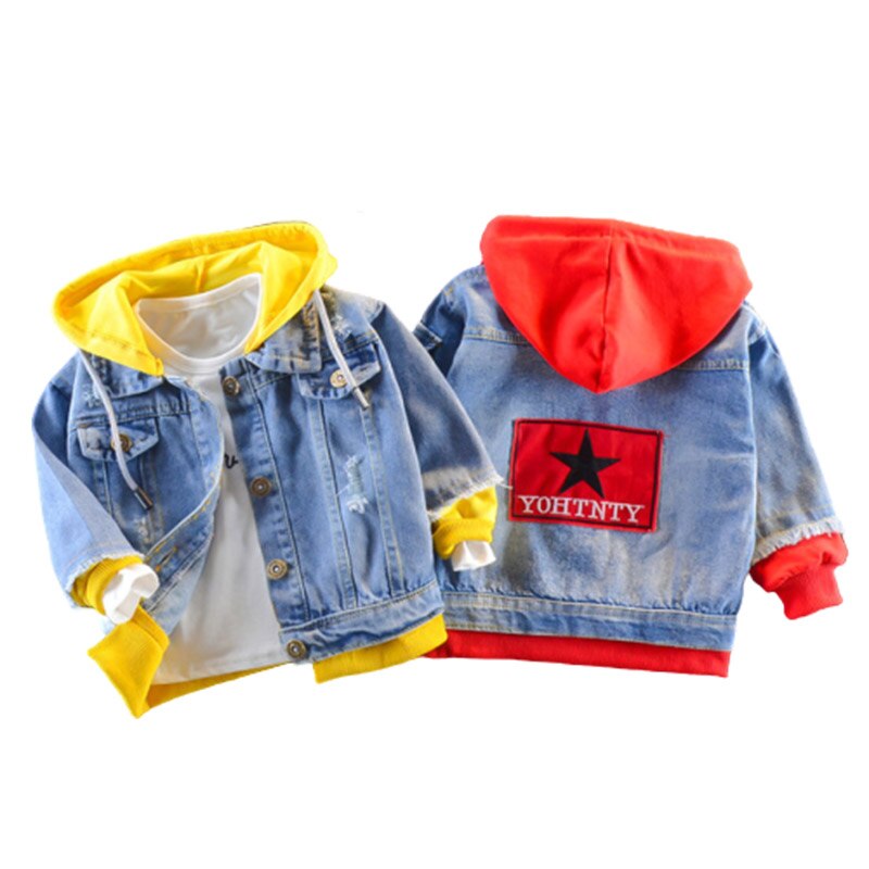 Abrigo para bebé de otoño e invierno, monos cortavientos para niño pequeño, chaqueta vaquera exterior de dibujos animados, Tops con capucha para niño, ropa