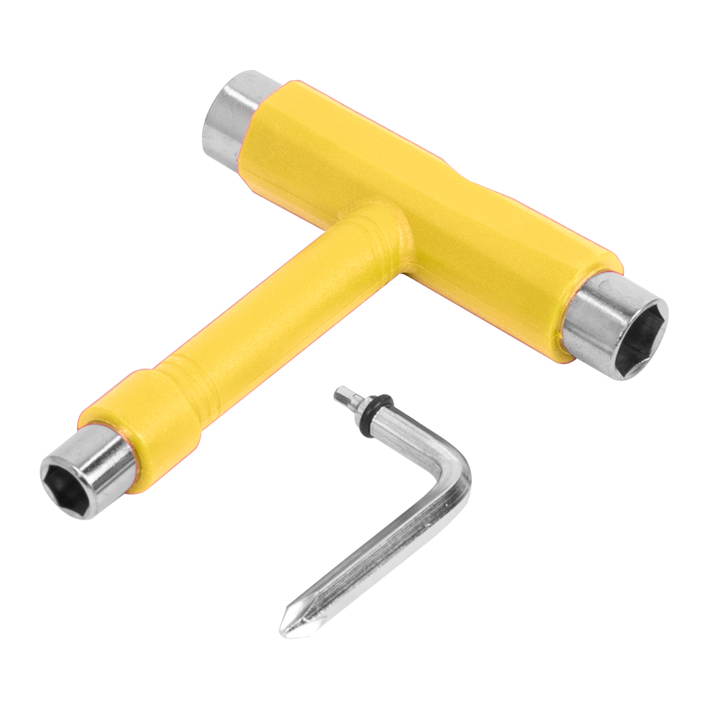 Deskorolka narzędzia T kształt deskorolka zestaw kluczy wielofunkcyjny wioślarz elektryczny skuter klucz robić narzędzie robić regulacji snowboardowego: żółty
