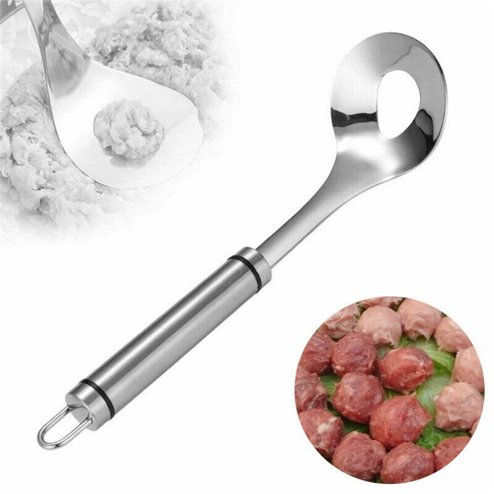 Rostfritt stål köttbullar sked non stick form för hem kök pryl redskap hängande hål.