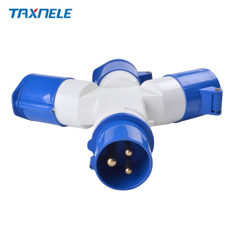 Industrial Multi-functional 3 Pin 16A 220V 2P+E 1 Plug 3 Connnector Waterproof Dustproof IP44 Three-way Plug Socket