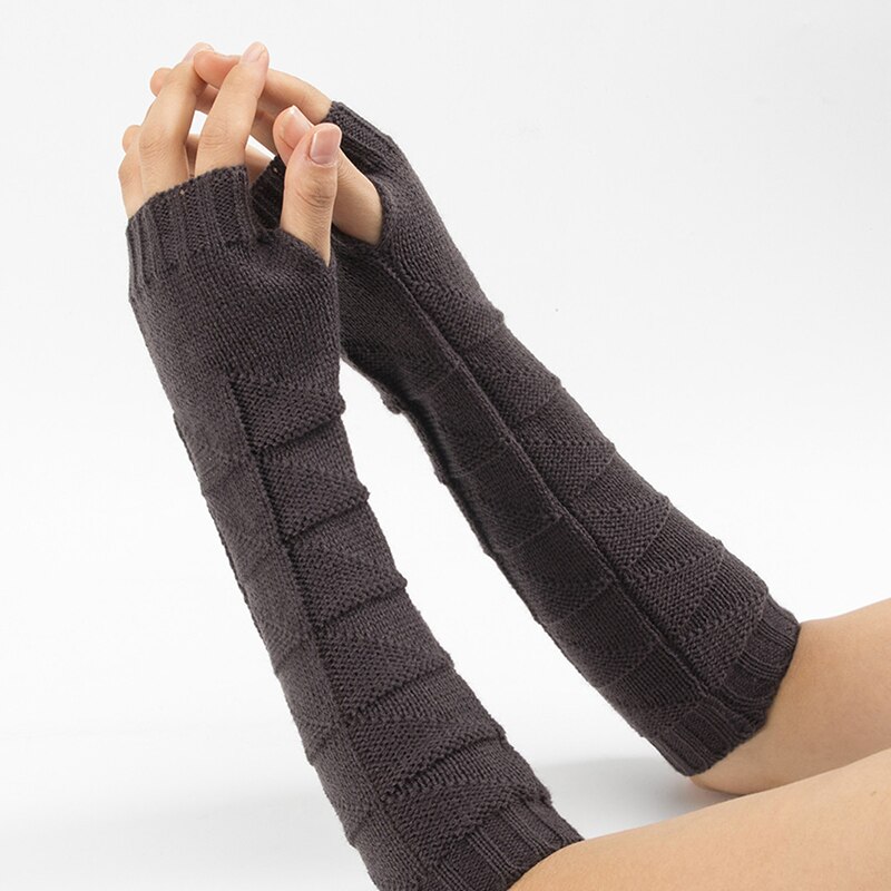 Retro kvinnlig kausal damhandskar twist fingerlösa handskar vinter armvärmare lång stickad vante för dam damhandskar