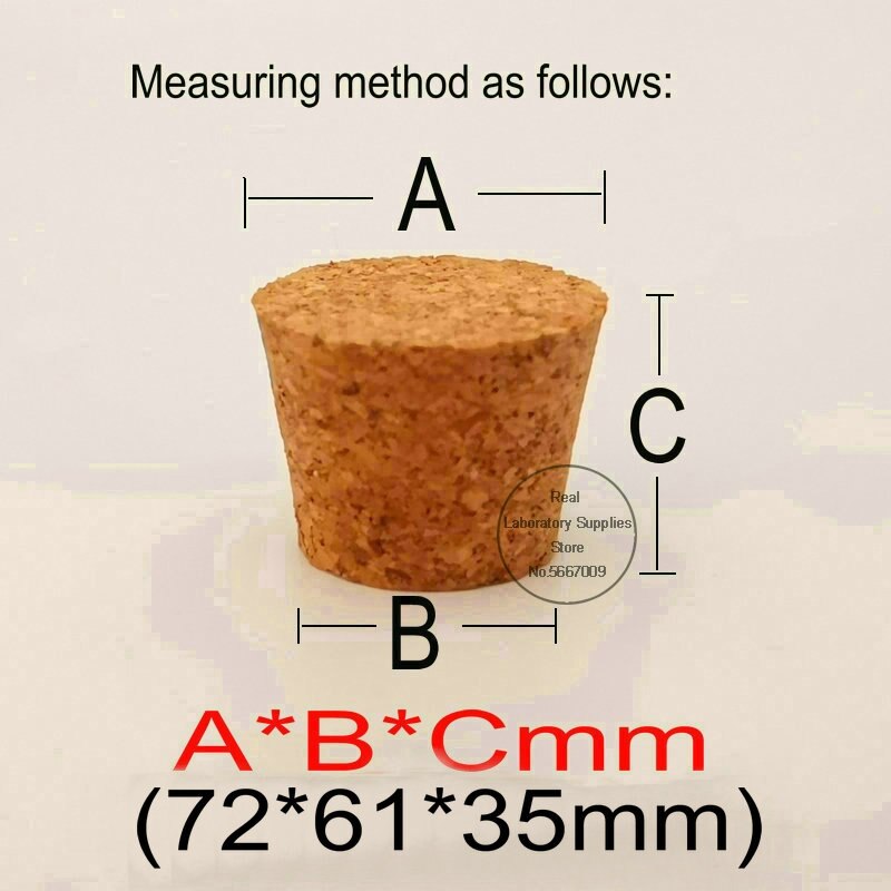 Tapones de tubo de prueba de corcho de madera para laboratorio, tapón de vidrio para botella de vino, sello de té, 72x61x35mm, para experimento escolar o doméstico