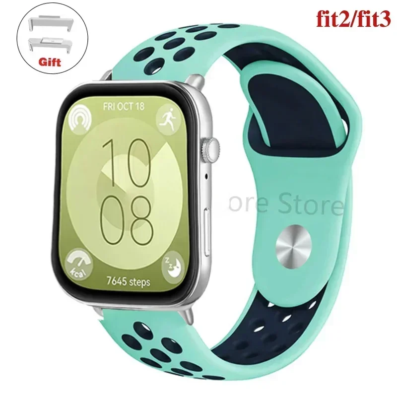 Sportband voor Huawei Watch FIT 3-band Siliconen waterdichte smartwatch ademende riem voor Huawei Watch fit 2 correas Horlogebanden: Steenkool zwart