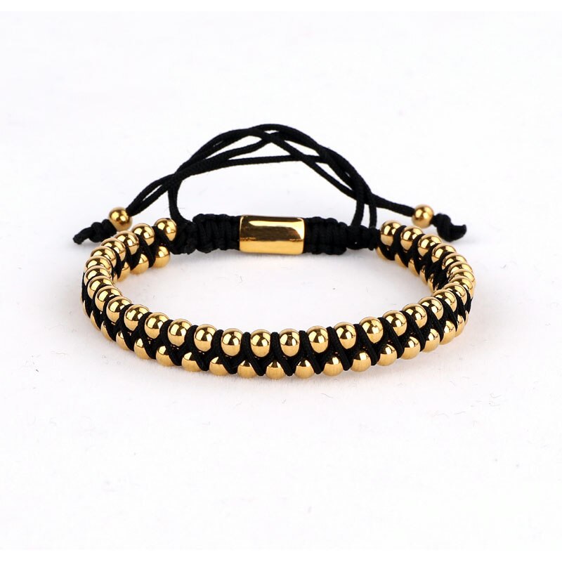 4mm stainless steel beads cute braided macrame bracelet men women jewelry