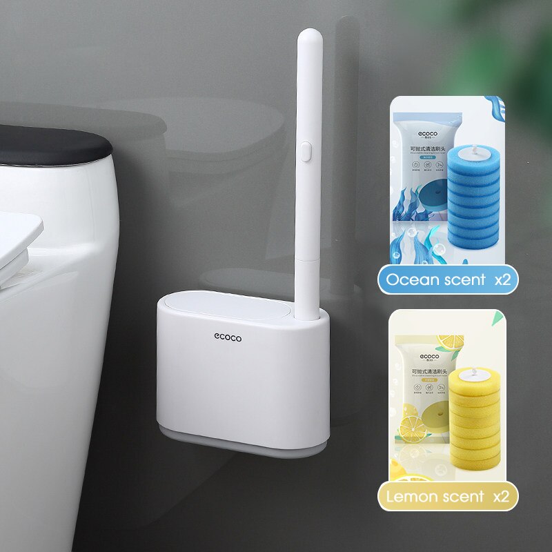 GESEW – ensemble de brosses de toilette jetables à montage mural 360, brosse de nettoyage sans angle mort, brosse de remplacement, tête de brosse, accessoires de salle de bains: Gray-2blue2yellow
