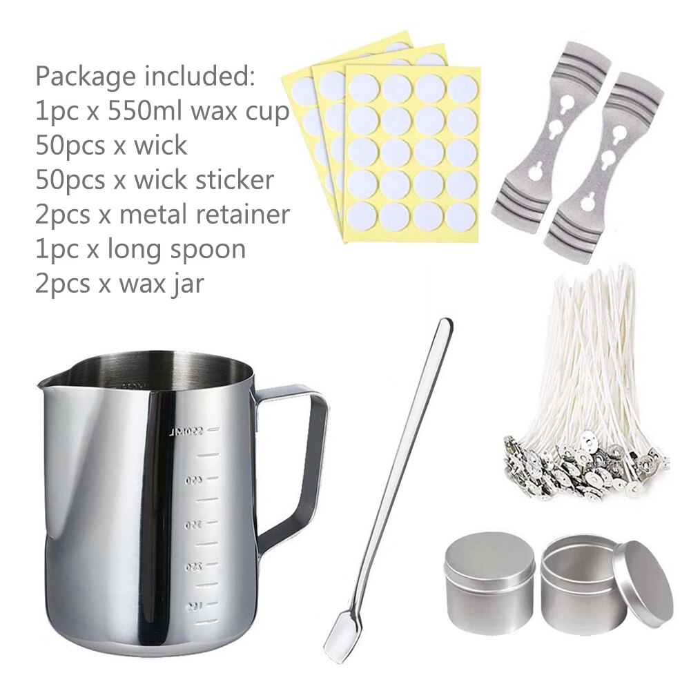 Safe Candle Making Kit Pouring Pot Wicks Sticker Home Stainless Steel DIY Handemade Fixator Craft Tools Rust Resistant Portable