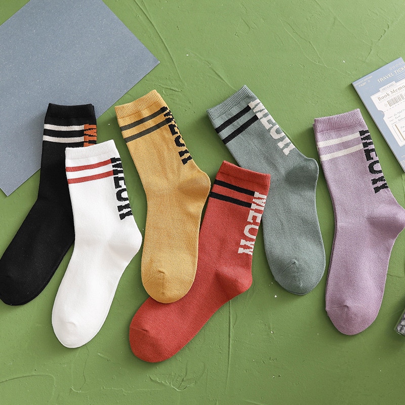 Streetwear hiphop vrouw coole sokken harajuku wit skateboard gestreepte kunst katoenen damessok femme chaussettes sokken