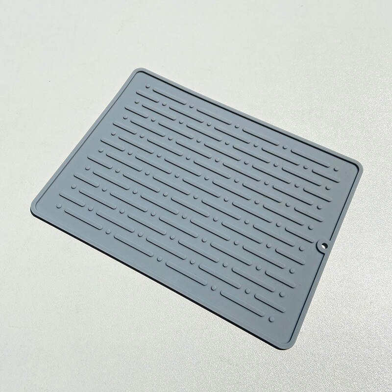Duurzaam Siliconen Gerechten Protector Sink Mat Tafel Keuken Thuis Anti Slip Drogen Gerechten Afvoer Mat Hittebestendige Aanrecht Mat: grey / M