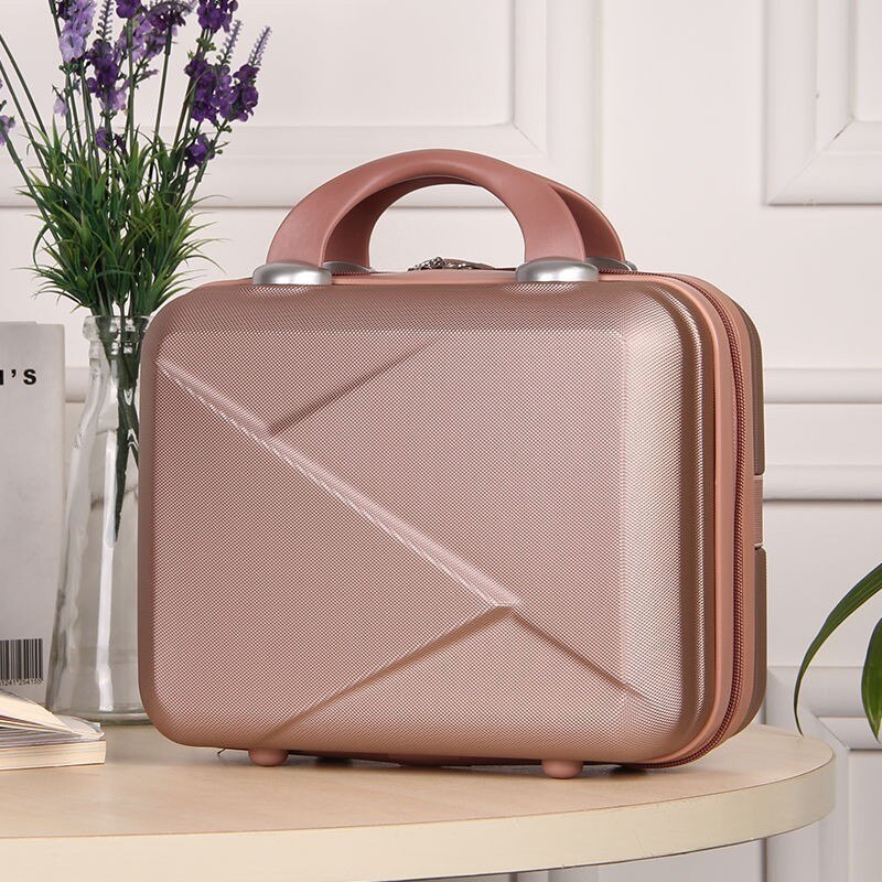 Let kuffert 14 tommer mini lynlås dame forretning abs kosmetisk taske kuffert til makeup tasketoiletry taske