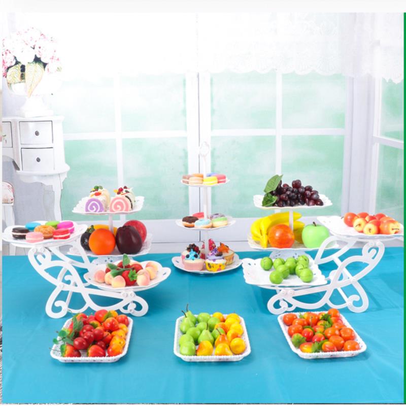 Europæisk stil tre-lags kagefad snackstativ frugttallerken fødselsdagsfest dekoration forsyninger bryllup dessertbord kagefad