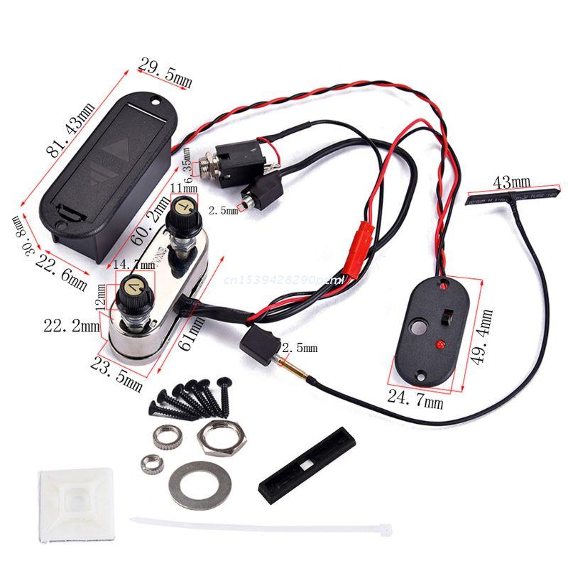Kit de préampli avec pont Jack de 3.5mm, Kit de préampli avec amplificateur EQ pour accessoires de violon électrique, directe