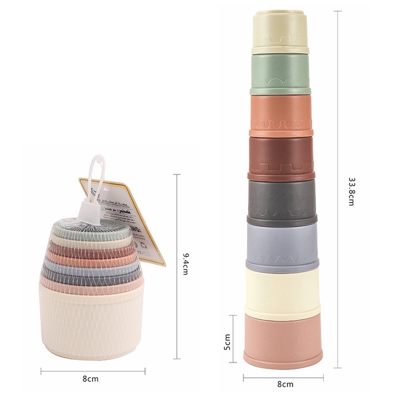 Jouets empilables de tasse Montessori pour bébé de 0 à 12 mois, jouets éducatifs pour baignoire de plage, piscine, de noël: jaune clair