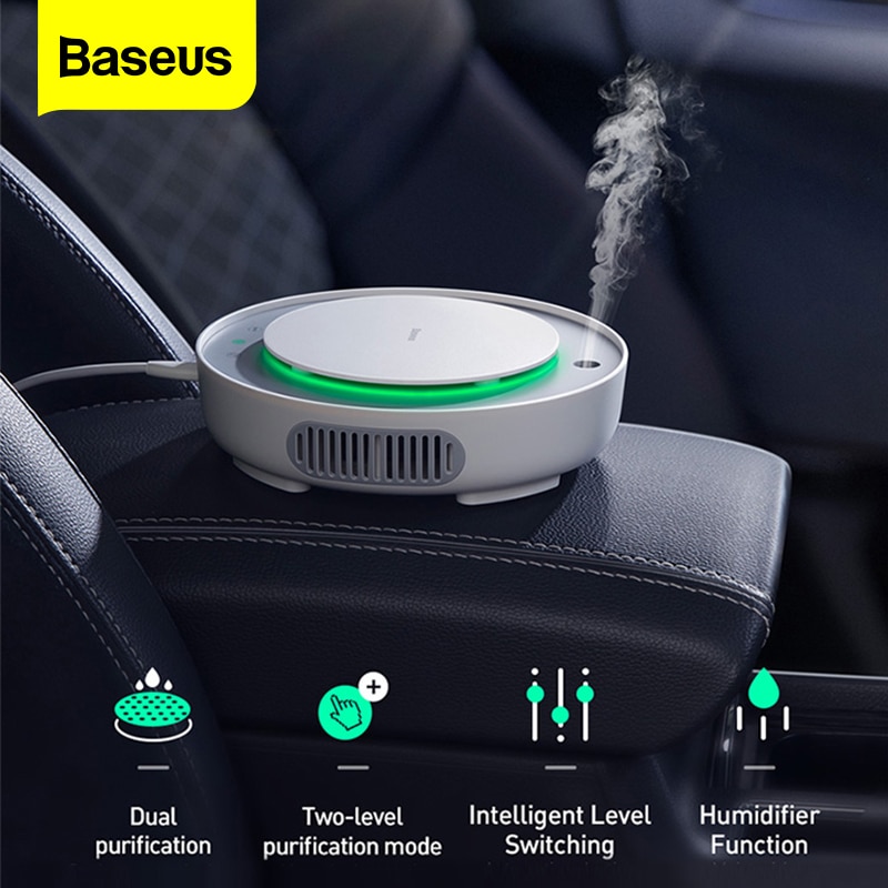 Baseus-filtre purificateur d'air pour voiture | Élimine les PM2.5, formaldéhyde, Ions négatifs, ioniseur, désodorisant, brumisateur Auto pour voiture
