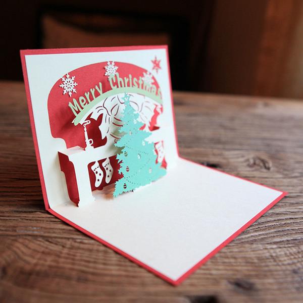 Paper 3D Pop Up Greeting Cards Merry Christmas Xmas Tree Children Kids