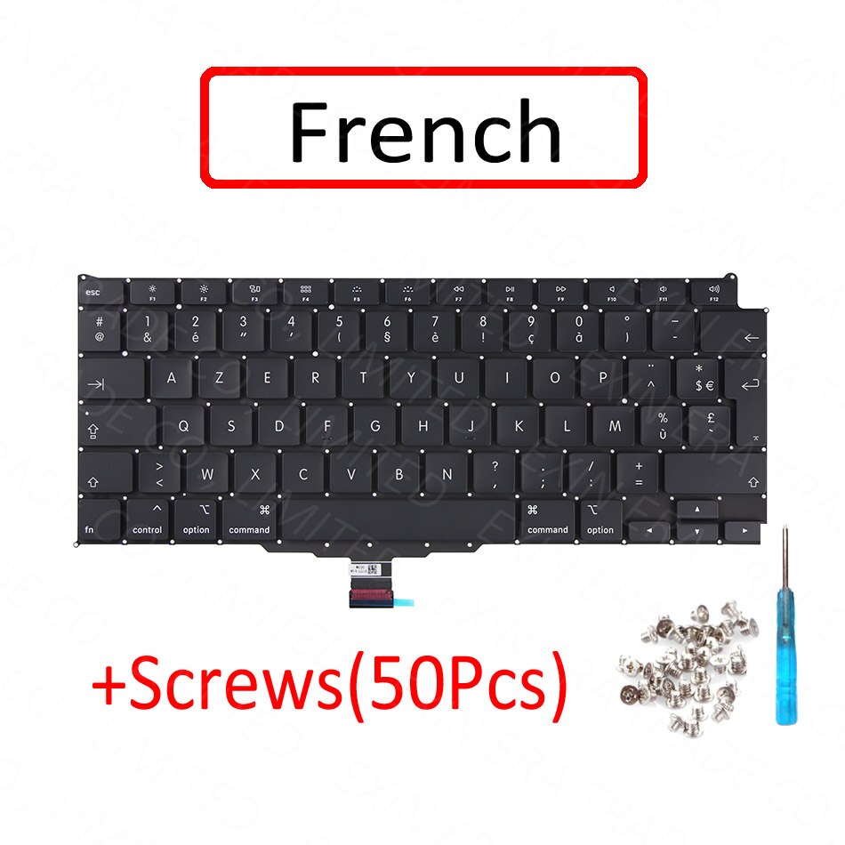 A2179 Keyboard EU UK US English FR French SP Spanish DE German Italian Danish for MacBook Air Retina 13" A2179 Year: French