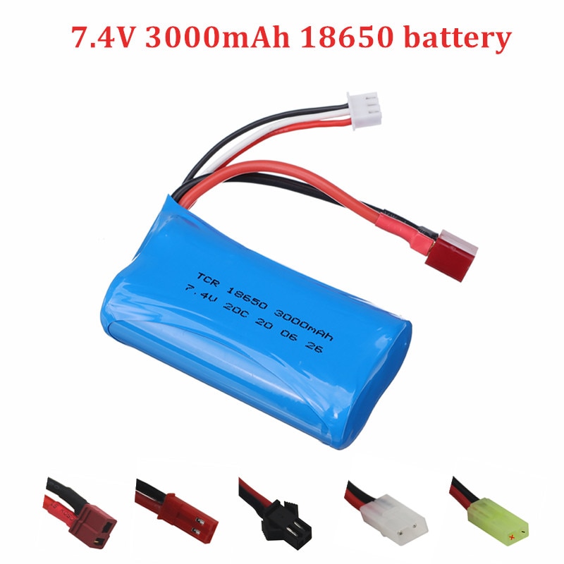 Batería lipo de 7,4 V, 3000mah, 18650, 2S T, enchufe para Q46 Wltoys 10428 /12428/12423 RC, accesorios de repuesto para coche, batería de alta capacidad de 7,4 V