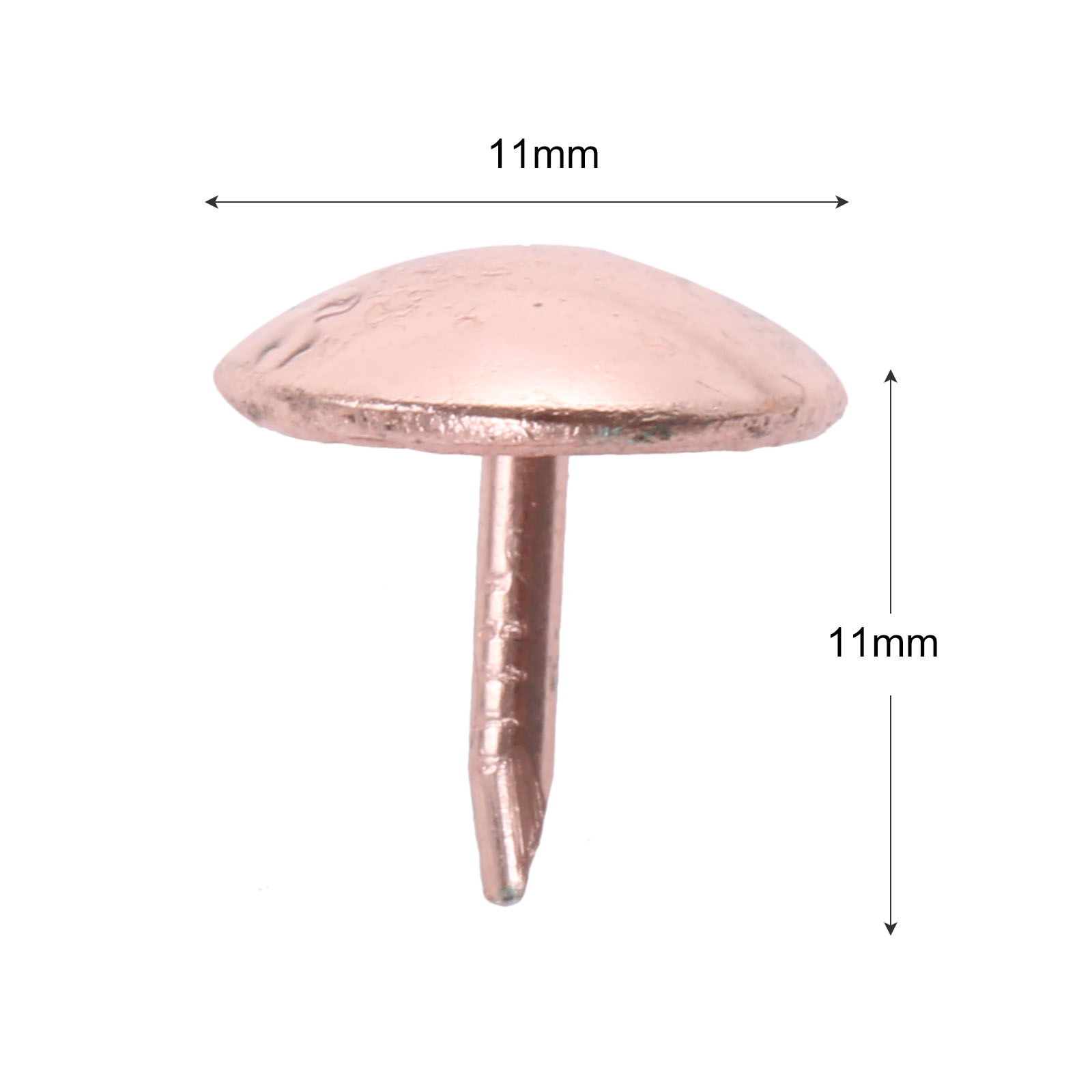 200Pcs Upholstery Round Head Tacks 11mm/17mm Rose Gold Nails Metal Pushpin Vintage Tacks Antique Hardware: 11x11mm