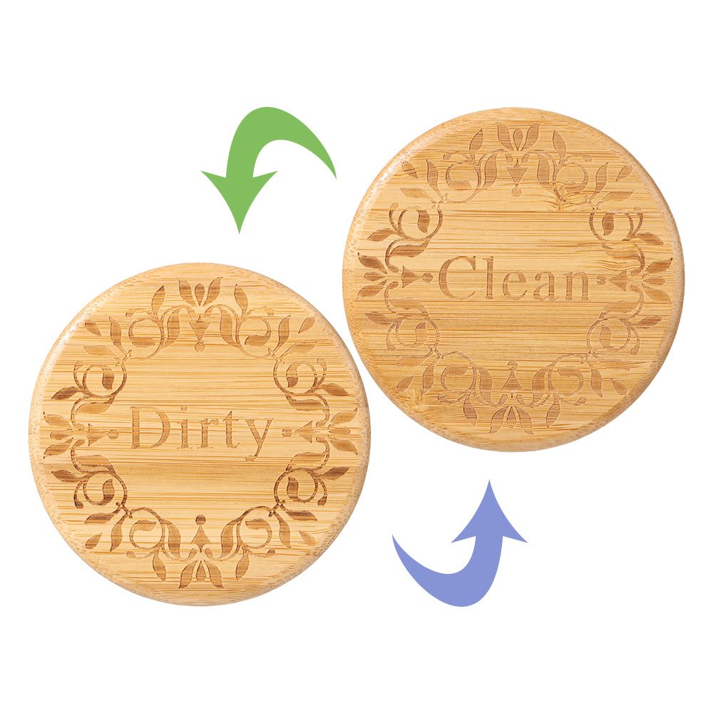 1PC Double Sided Dishwasher Fridge Magnet Reusable Clean Dirty Sign Household Home Living Bamboo Home Decor Magnetic Sticker: Style 4