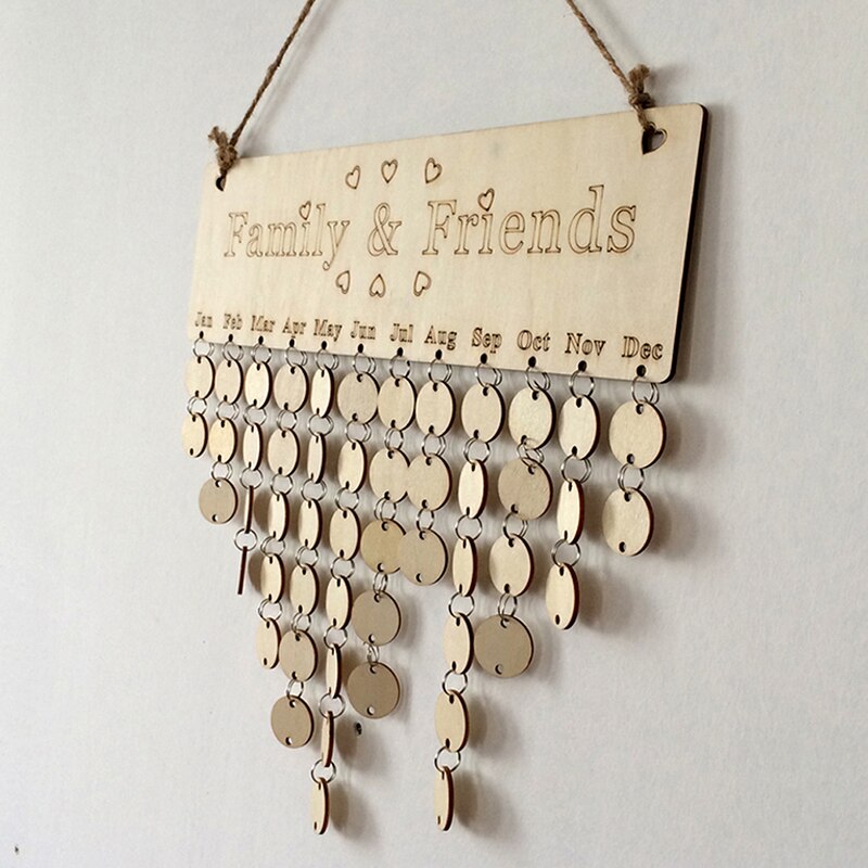 DIY Holz Kalender Freunde & Familie Herz Gedruckt Zauberstab Kalender Zeichen Spezielle Termine Erinnerung Bord Hause Hängen Dekor