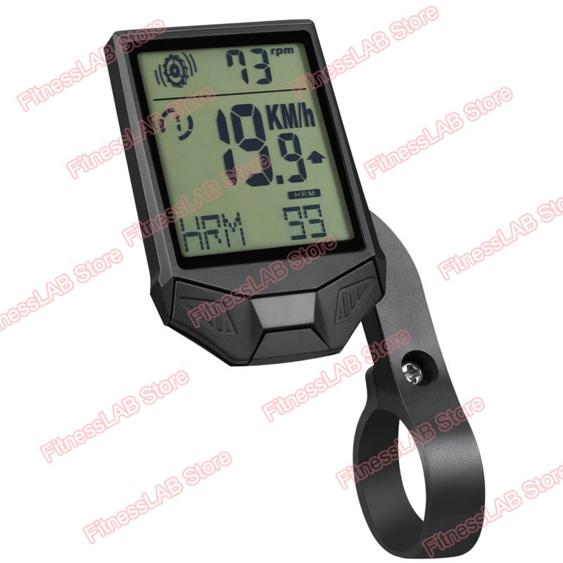Draadloze fietscomputer fiets kilometerteller snelheidsmeter groot lcd-scherm 3 in 1 fietscomputer met cadans hartslagmeter: Zwart
