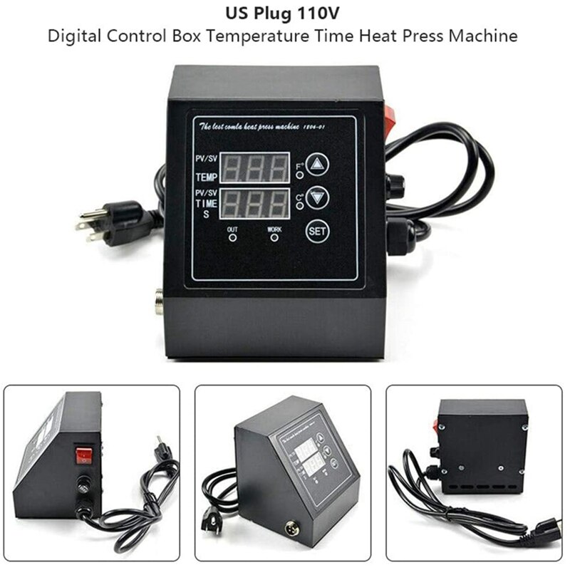 Heat Press Machine Temperature Control Box, Multifunctional Digital LED Controller, for ECO LLC Heat Transfer US Plug