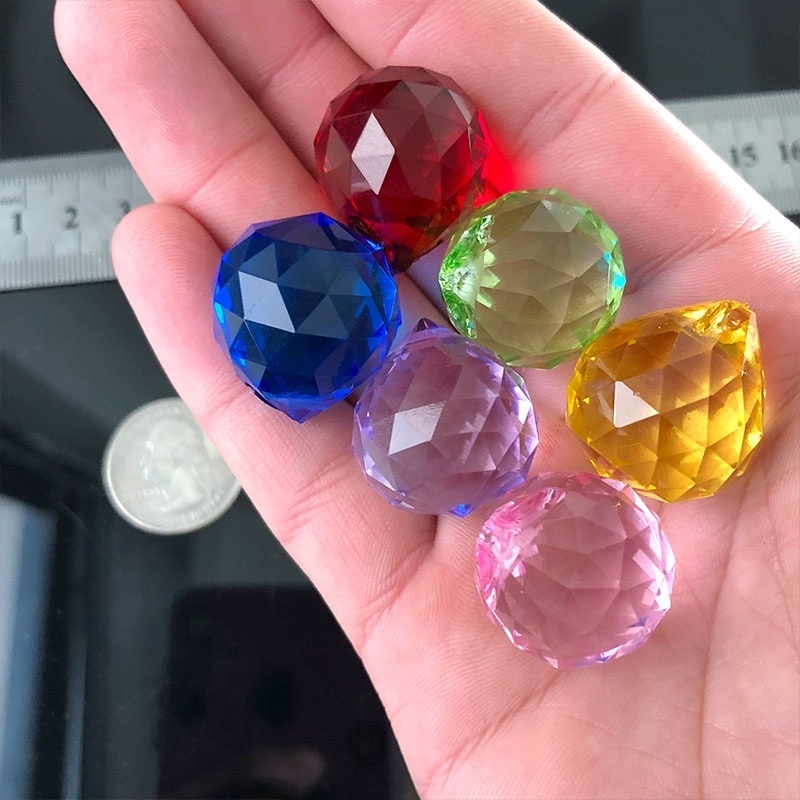 6 stk regnbuefarve krystal lysekrone kugle prisme suncatcher krystal belysning kugle dele indretning 20mm diy spacer charme perler