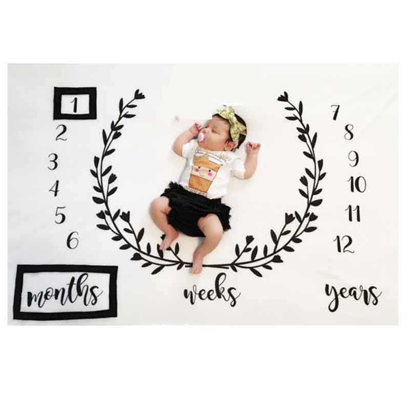 Baby Baby Milestone Deken Foto Fotografie Prop Dekens Achtergrond Doek Kalender Bebe Jongen Meisje Foto Accessoires 100x100cm: Goud
