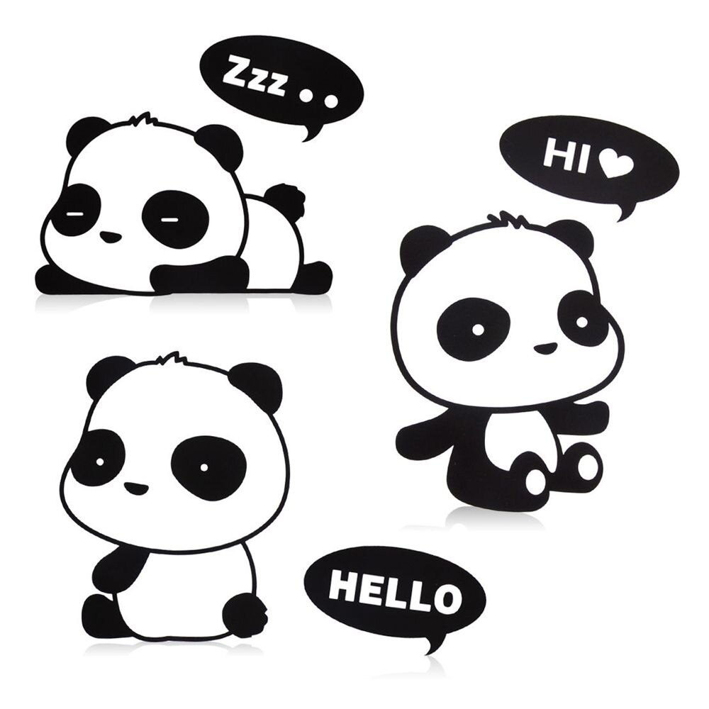 3 Stks/pak Panda Diy Schakelaar Sticker Notebook Stickers Vinyl Mural Decor Decals Leuke Panda Diy Plakboek Cartoon Stickers: Default Title