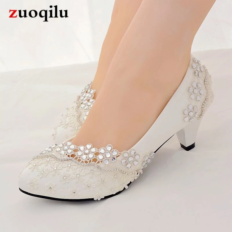 Weiß strass hochzeit schuhe frau hoch Fersen Pumps frauen schuhe hoch Hacke damen braut schuhe weibliche chaussure femme Kralle #58: Weiß 4.5cm / 6