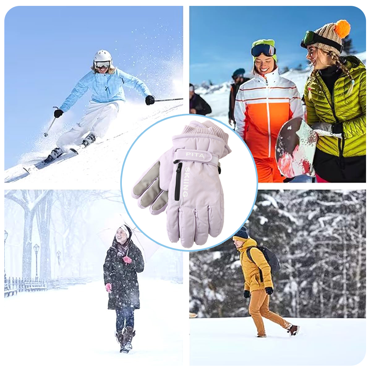Guantes deportivos de invierno, guantes de esquí táctiles antideslizantes, bolsillo impermeable, accesorios de Snowboard, guantes cálidos para hombres y mujeres, mitones