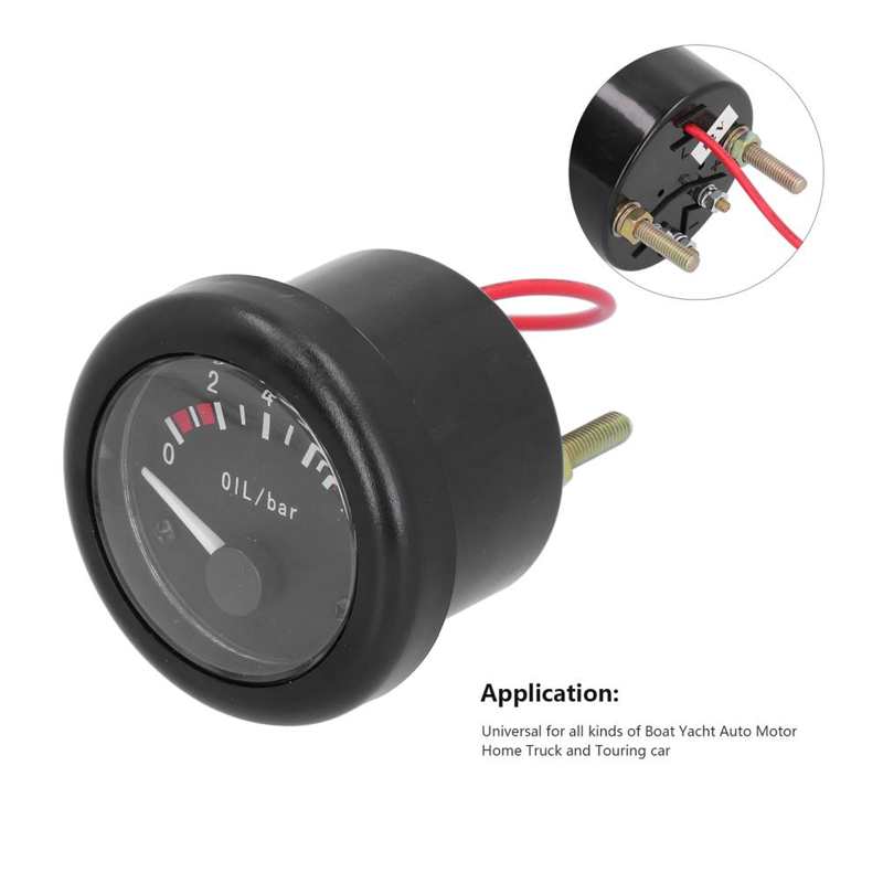 52mm Marine Engine Oil Pressure Gauge Pointer LED Backlight with Warning Sensor Indicator Light 12V Alarm Gauge NPT1/8