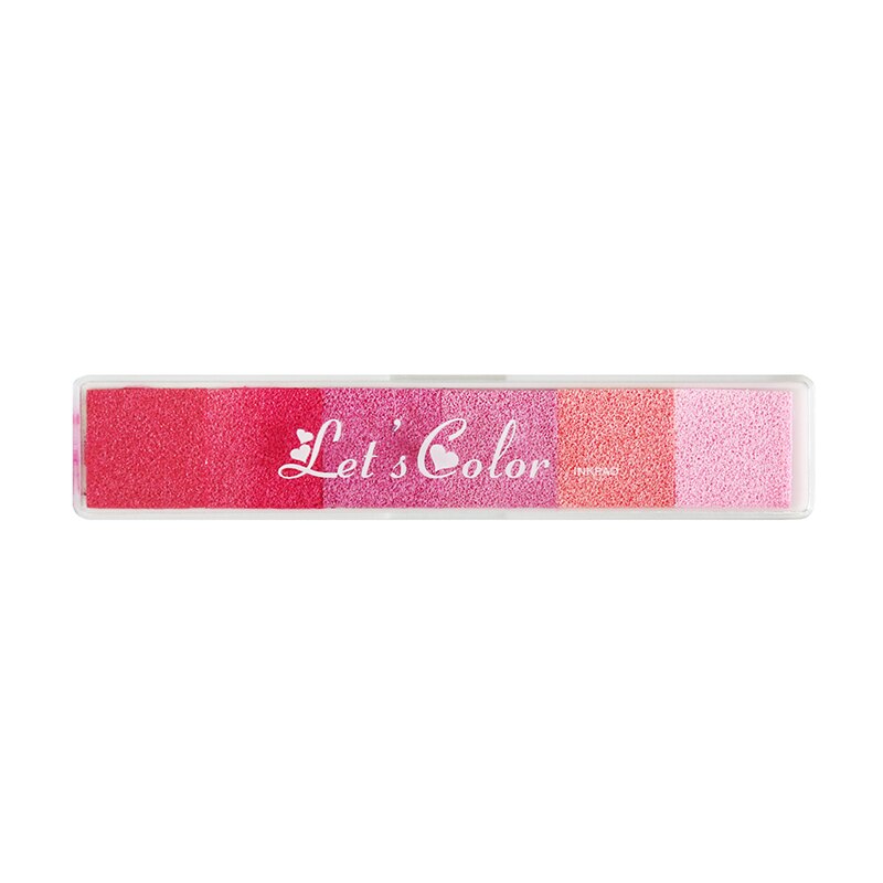 Almohadilla de tinta de arcoíris de fantasía en 6 colores, estampado de barro cuadrado, hecho a mano, decoración de diario, suministros escolares de oficina, H6333: Pink