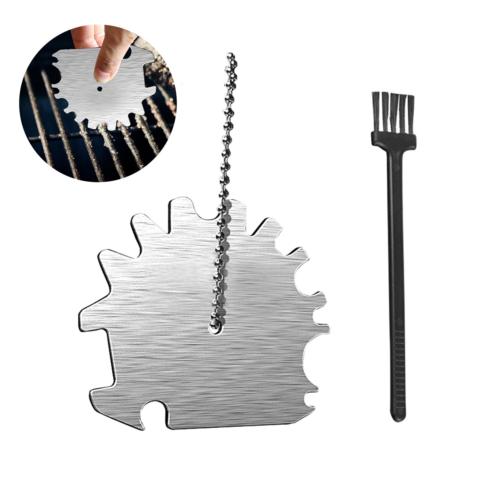Grill Scraper Tool Stainless Steel BBQ Grill Brush Bristle Free Cleaner Bottle Opener Accessories For Men BBQ Grill Clean