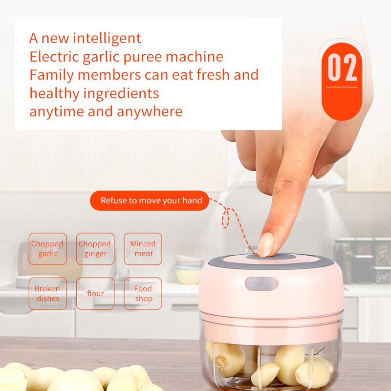 Kid Food Maker Electric Food Garlic Vegetable Chopper Grinder Crusher Press For Nut Meat Fruit Rechargeable Onion Food Choppers