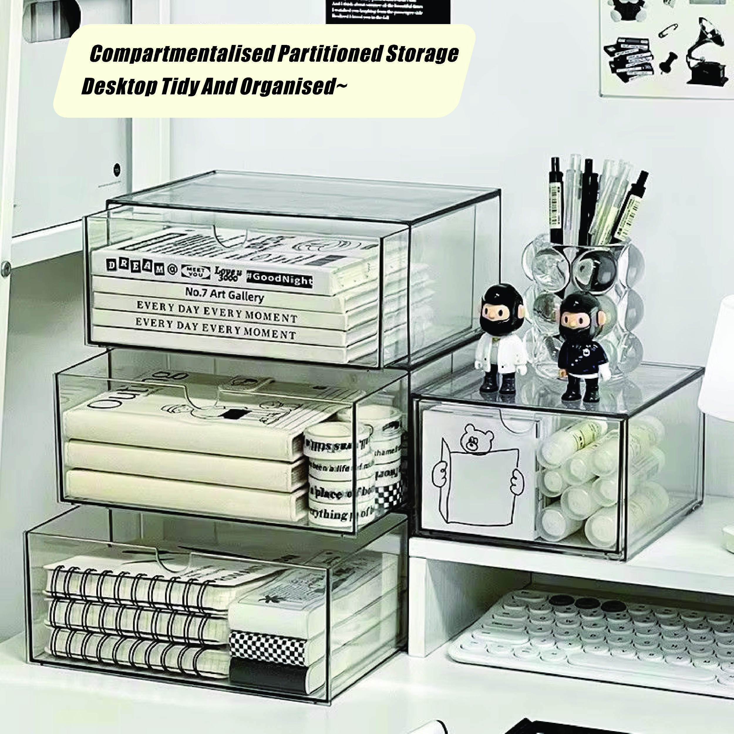 Schreibtisch-Organizer, Schubladentyp, Acryl-Kasten, Schreibwaren-Organizer, Kosmetik-Organizer für machen-hoch-Aufbewahrung, Schreibwaren-Zubehör