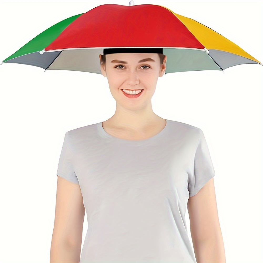 Chapéu guarda-chuva guarda-chuva montado na cabeça verão proteção contra chuva e sol ao ar livre chapéu guarda-chuva de pesca chapéu guarda-chuva usado na cabeça: MULTI