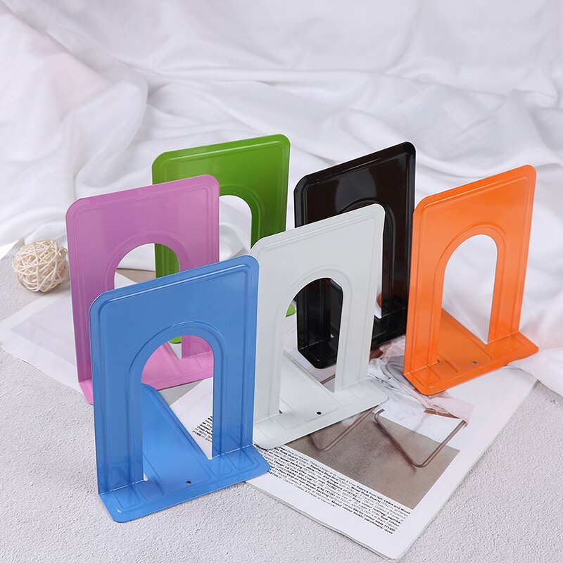 Sujetalibros metálico de estilo sencillo, soporte para libros en forma de L, organizador de escritorio, soporte para libros, papelería escolar, suministros de oficina