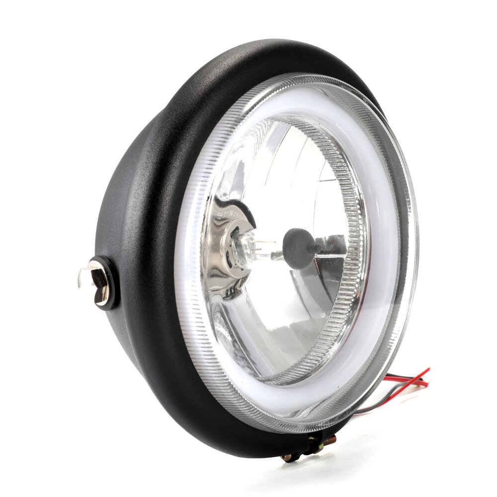 6 inch motorfiets refit led koplamp met beugels  dc 12v universele retro zwarte scooter 6 inch koplamp motorfiets motor koplamp