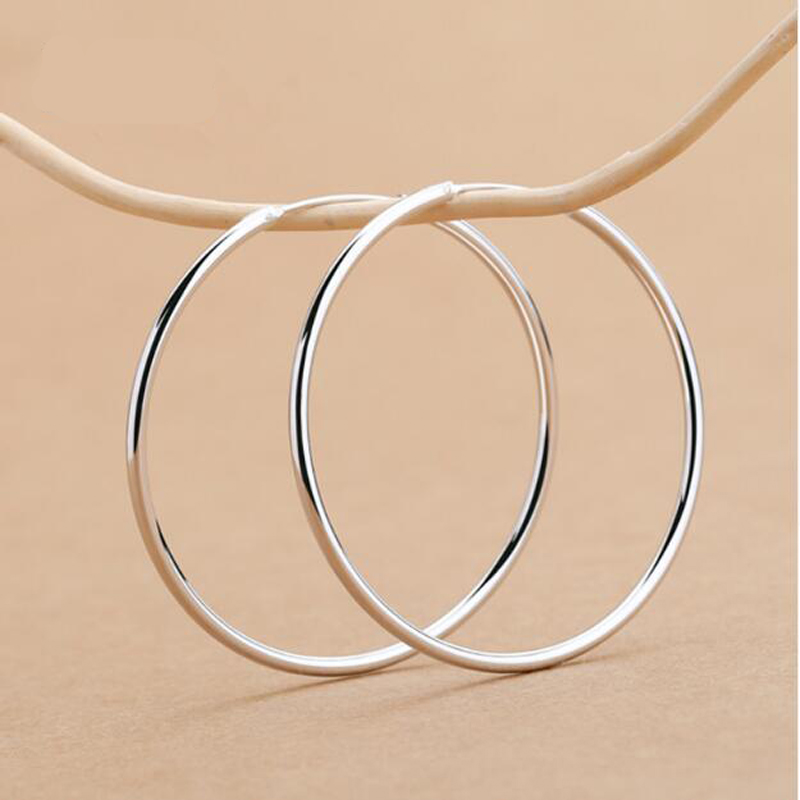 Large Size silver plated Big Hoop Earrings For Women Simple Round Circle Earrings Hoops Ear Rings Earings Jewelry