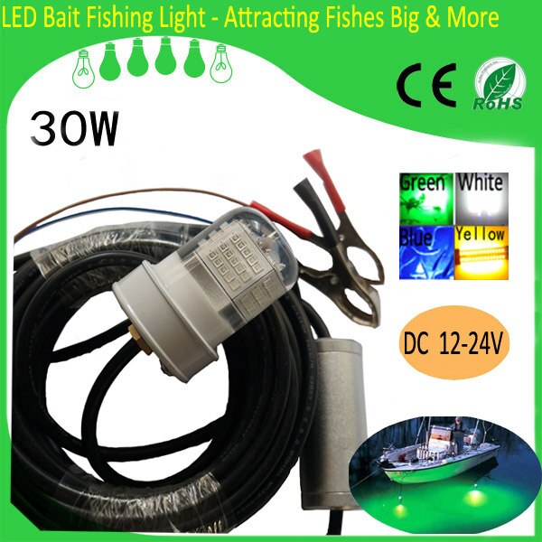 Submersible Fishing Lights LED 30W IP68 Waterproof 12V Underwater Fishing lure LED Dock Night Fishing Lights