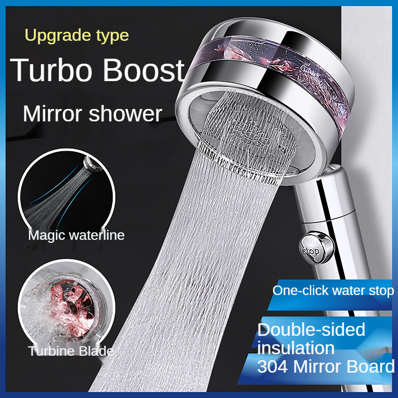 Turbocharged Shower Head High Pressure Magic Waterline Spa Massage 360 Degree Shaking Head Bathe Shower For Bathroom Accessories