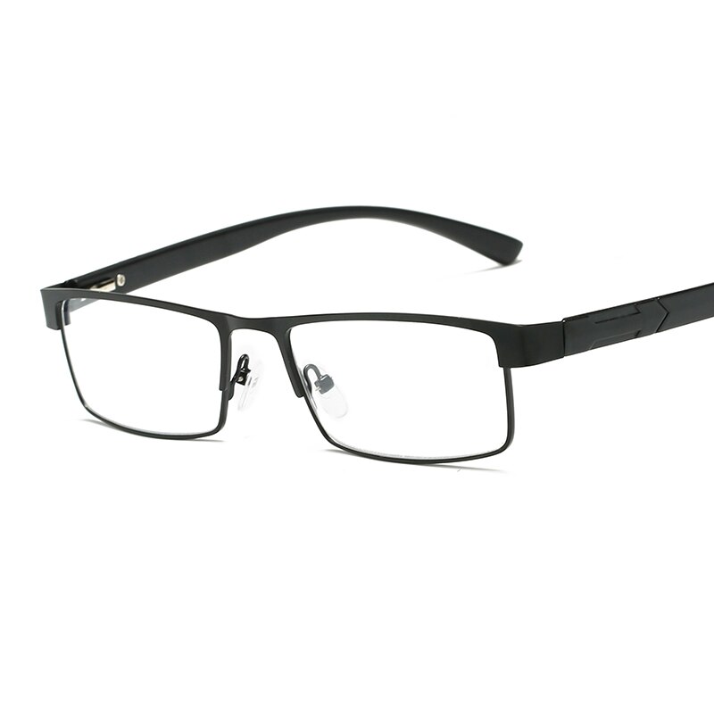 Gafas de lectura para hombres y mujeres, lentes no esféricas, aleación de titanio, presbicia, gafas con dioptrías, hipercopia, gafas de prescripción: +350 / Black