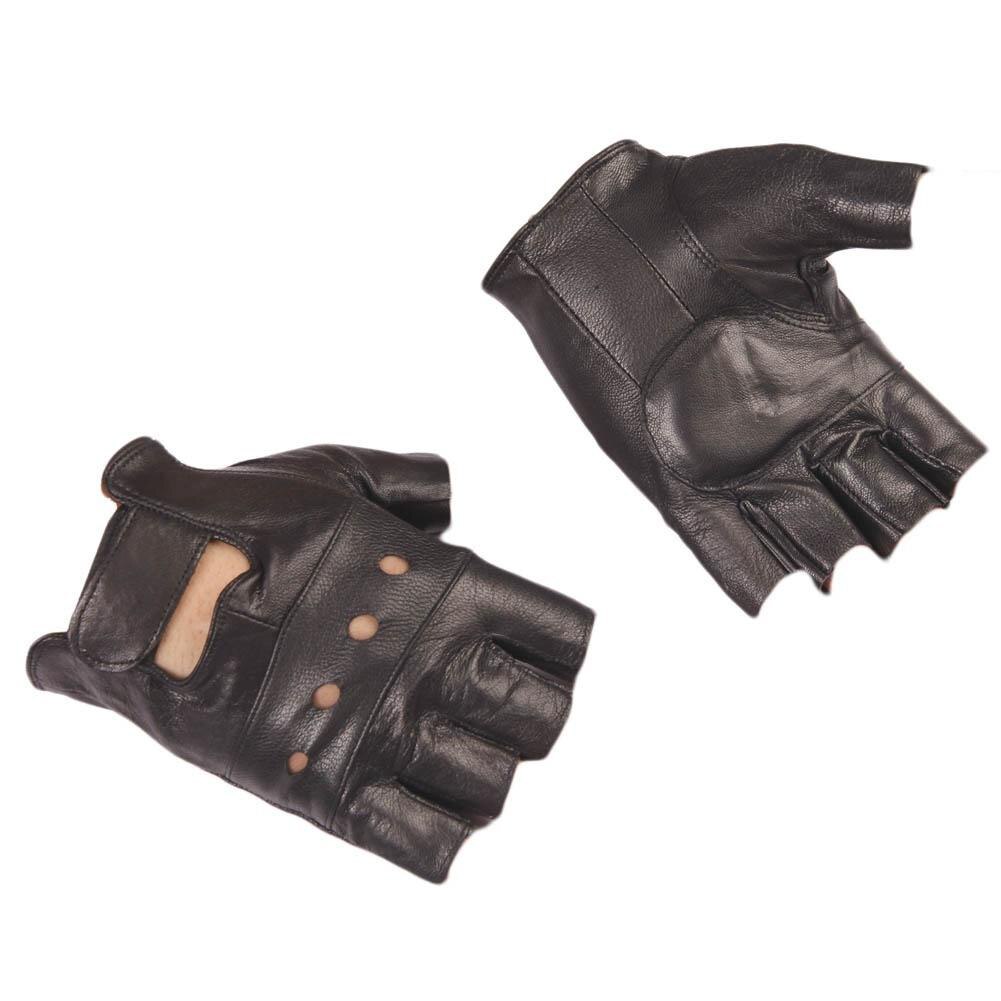 Leather Fingerless Driving Motorcycle Biker Gloves: Default Title