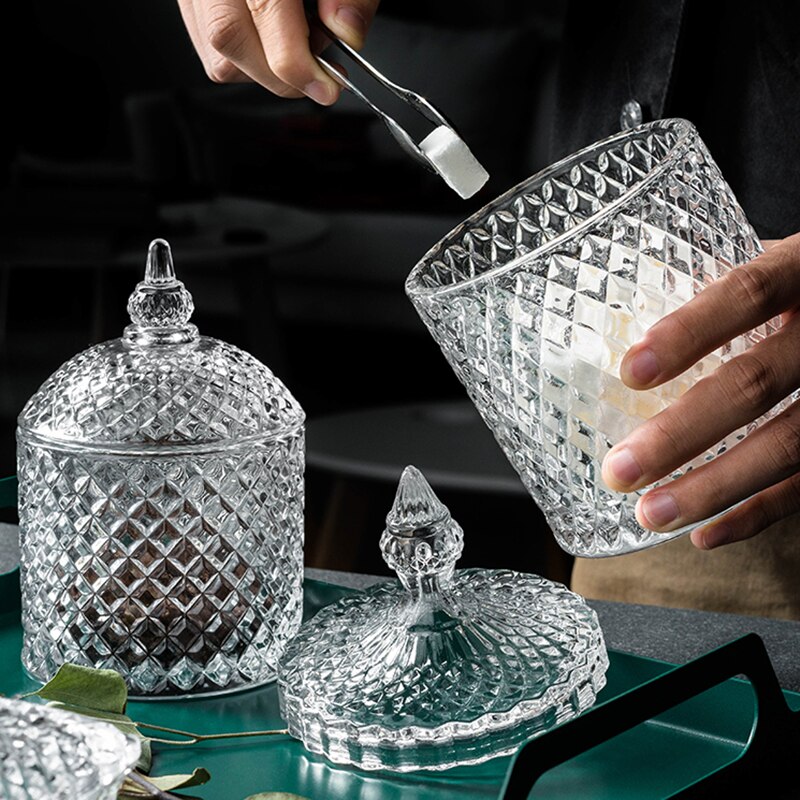 European style glass containers For home glass jars and lids candy jar honey jar candle jars with lid storage tank Glass